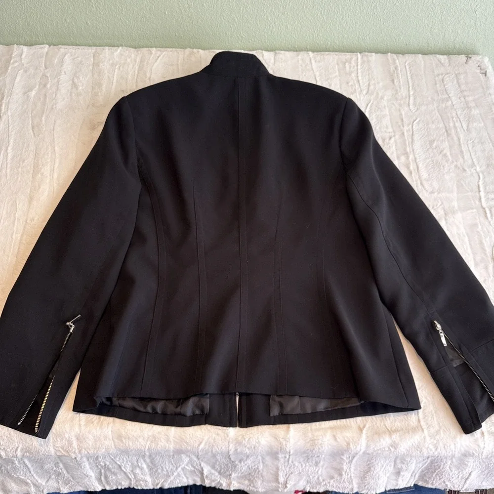 Ladies Black Moto Style Zip Up Jacket Career, Moto, Whimsiegoth Dark  Plus Sz 18